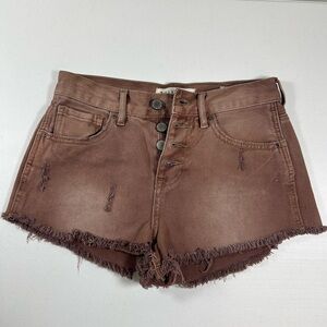 Bullhead Brown Distressed Jean Shorts